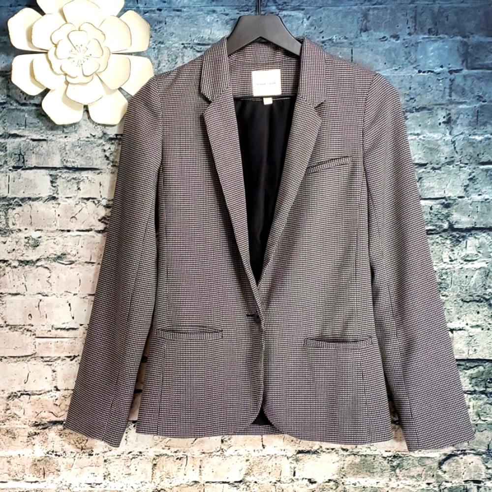 Anthropologie | Silence + Noise Black White Pin Check Career Wear Blazer Jacket